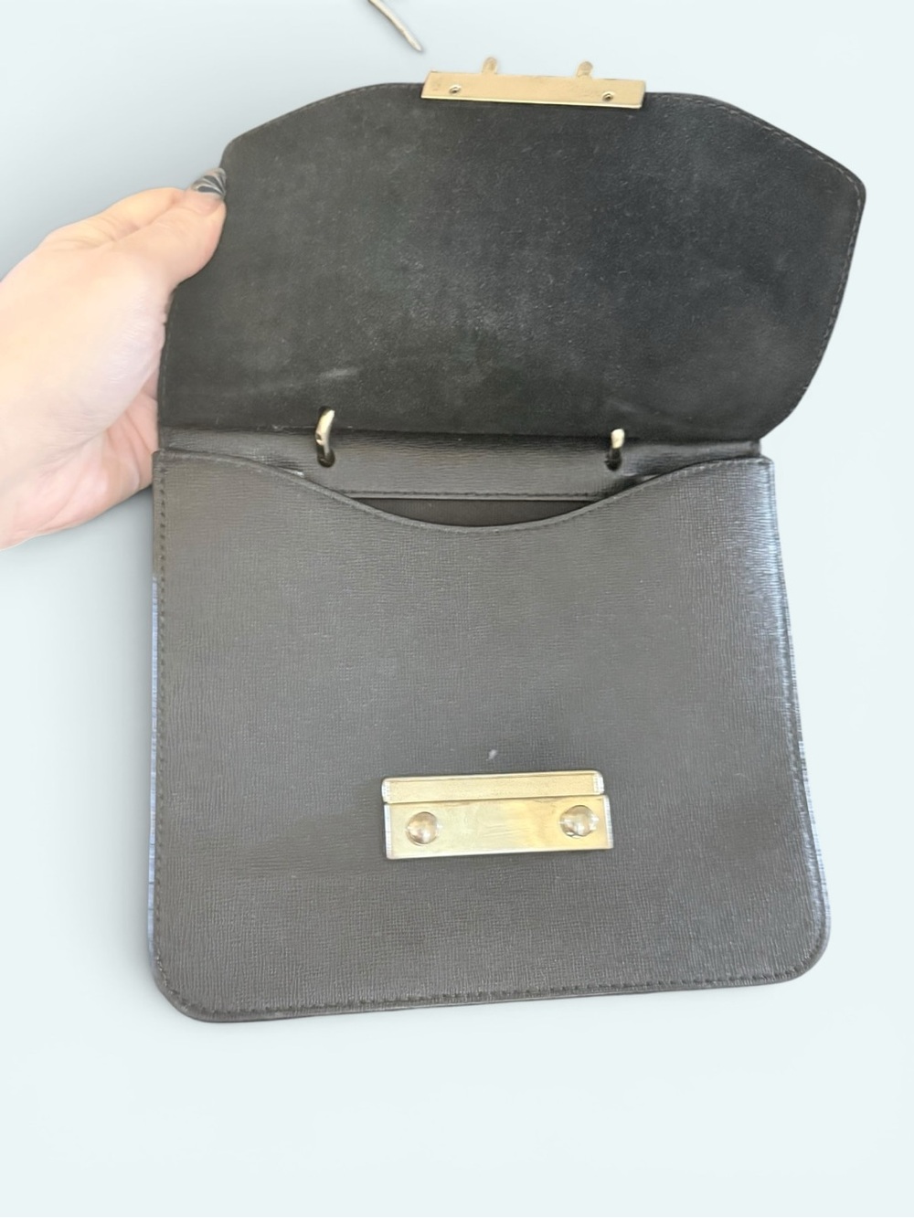 Furla Black Top-Handle Satchel with Guitar Strap - Picture 8 of 10